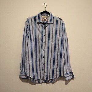 Robert Graham Men's Classic Fit Striped Long Sleeve Button Down Shirt Size Large